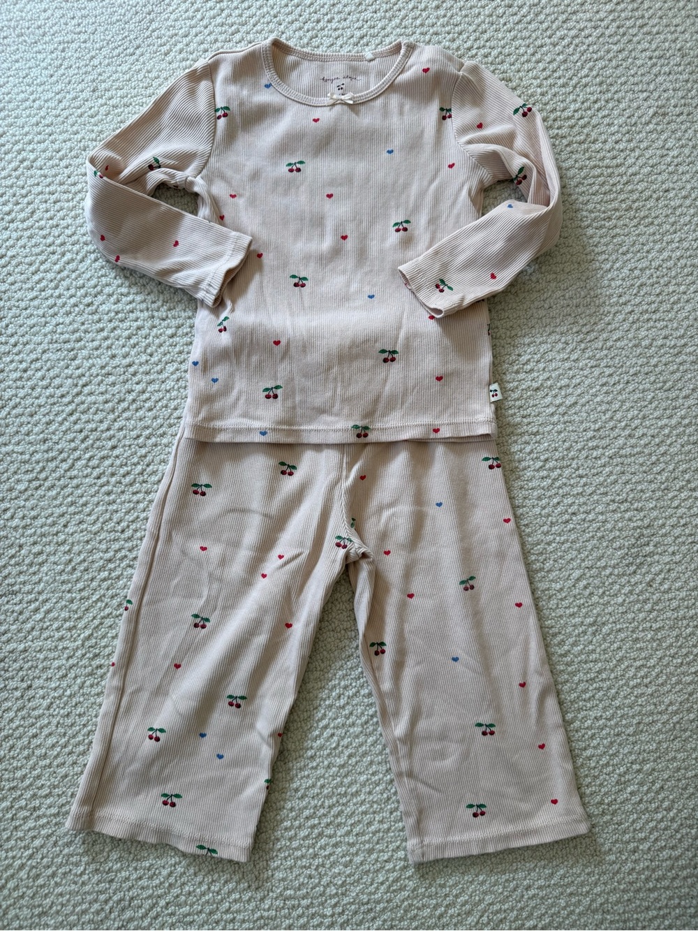 Konges Ella LS Pants Set - Cherry Coeur Blush, 18 M